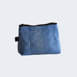 Denim multipurpose purse with brown details